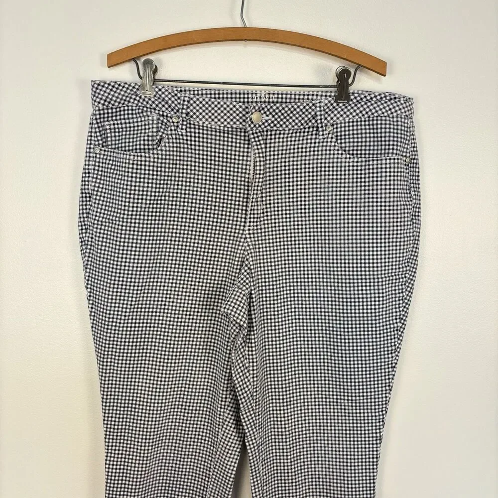 Crown & Ivy Womens 16 Hi Rise Skinny Blue White Gingham Pants Jeans_3
